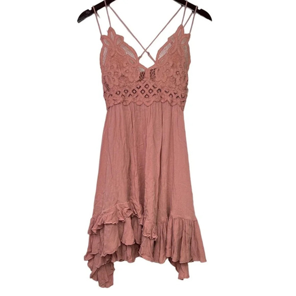 NEW Free People Women's Size Extra Small Pink Rose Adella Slip Dress - Picture 4 of 5